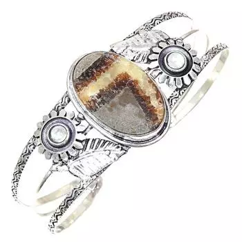 Septerian Jasper Gemstone Этнические серебряные ювелирные изделия Браслеты-манжеты 7 Регулируемые