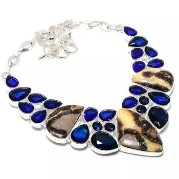 Septerian Stone, Blue Topaz 925 Sterling Silver Jewelry Necklace 18 m5I02 жёлтый