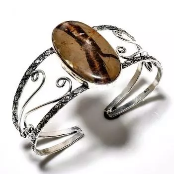 Septerian Stone Gemstone 925 Посеребренный браслет-манжета ручной работы для ювелирных изделий