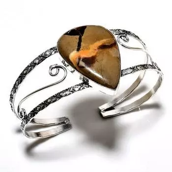 Septerian Stone Gemstone 925 Посеребренный браслет-манжета ручной работы для ювелирных изделий