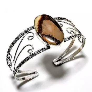 Septerian Stone Gemstone 925 Посеребренный браслет-манжета ручной работы для ювелирных изделий
