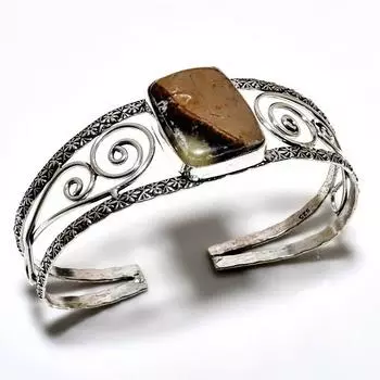 Septerian Stone Gemstone 925 Посеребренный браслет-манжета ручной работы для ювелирных изделий