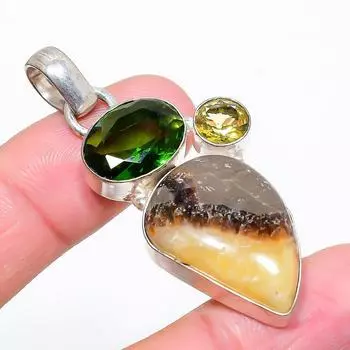 Septerian Stone, Peridot Gemstone 925 Sterling Silver Jewelry Pendant 2.21 V3Q67 жёлтый