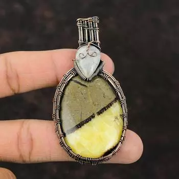 Септрианский кулон Радужный кулон с лунным камнем Медная проволока Ювелирные изделия Кулон из драгоценного камня Уникальный медный кулон Ювелирные изделия из проволоки Кулон ручной работы