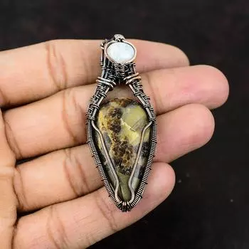 Септрианский медный кулон, медная проволока, обернутые ювелирные изделия, кулон с драгоценным камнем, Радуга, лунный камень, ювелирные изделия, подарок для матери, септические украшения для женщин