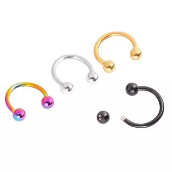 Септум Панк Кольцо Нержавеющая сталь 1 шт Круглые C-образные украшения Кольца для носа Кольца для губ Пирсинг тела black-6mm