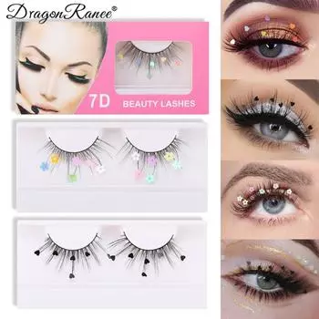 Sequenant накладные ресницы персиковое сердце мигает маленький цветок наклейка блесток химическое волокно производительность ресницы для рождественской вечеринки 11