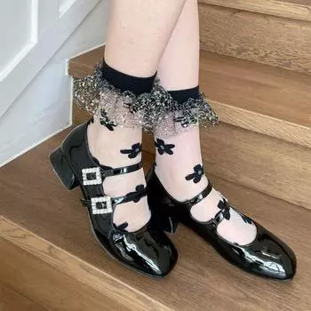 Sequin Lolita Stockings Sweet Lace Mesh Socks Fashion Transparent Socks Summer белый