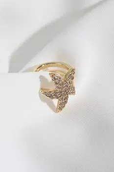 Серьга из хряща золотого цвета со сжатой звездой