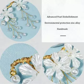 Серьга-клипса в виде цветка без пирсинга, жемчужный цветок ручной работы