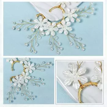 Серьга-клипса в виде цветка без пирсинга, жемчужный цветок ручной работы