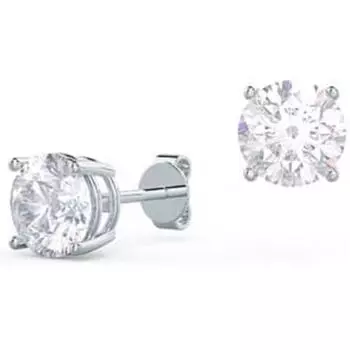 Серьга-пусет с круглым бриллиантом, выращенным в лаборатории, цвет EF, чистота VS 15MM серебряный