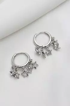 Серьга Шакира звездного серебра цвета