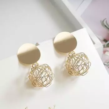 Серьги, 1 пара, женские темпераментные длинные серьги-капли, круглые серьги с кристаллами