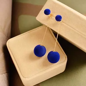 Серьги, 1 пара, женские, темпераментные, с шариками, двусторонние длинные серьги-капли красный