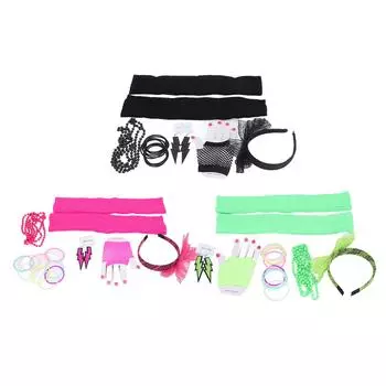 Серьги 80-х годов Неоновый ободок Набор аксессуаров Силиконовые светящиеся браслеты ободок Неоновые серьги для вечеринки Rose Red