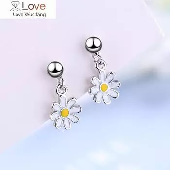 Серьги 925 пробы стерлингового серебра ромашки цветок серьги гвоздики для женщин свадебные украшения Brincos Pendientes Trend