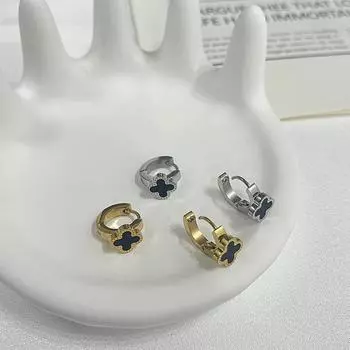 Серьги Advanced Four Leaf Clover с невыцветающими застежками и серьгами из титановой стали золотой