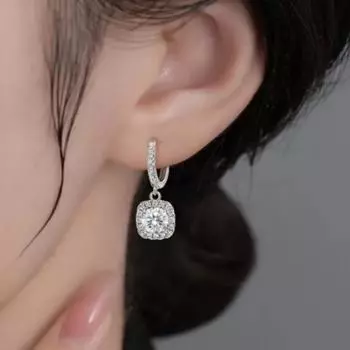 Серьги Advanced Square для женщин, сверкающие квадратные серьги Sugar с бриллиантовой оправой, женские легкие роскошные модные серьги серебряный