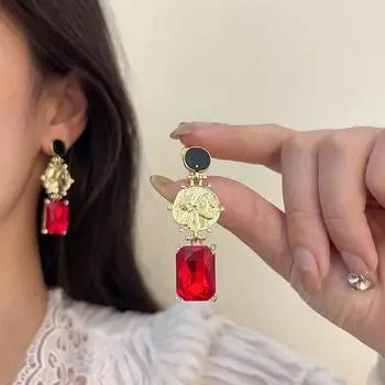 Серьги Alien Pearl с изысканным французским дизайном и подвеской для женщин One Size красный