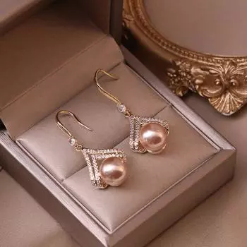 Серьги Alien Pearl с изысканным французским дизайном и подвеской для женщин One Size золотой