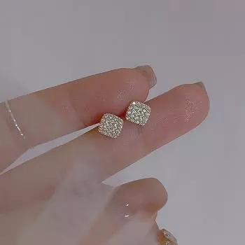 Серьги Anenjery геометрические маленькие квадратные циркониевые для женщин простые роскошные новые серьги ювелирный подарок белый