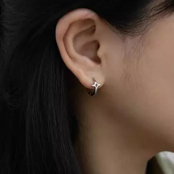 Серьги Anenjery Hollow в форме четырехконечной звезды для женщин, летние роскошные универсальные серьги-гвоздики оптом белый