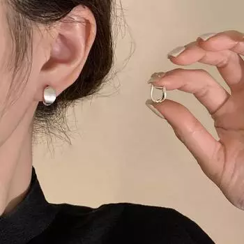 Серьги Anenjery с геометрической отделкой и матовой текстурой для женщин, темпераментные, модные, высокого класса, универсальные, ювелирные подарки белый