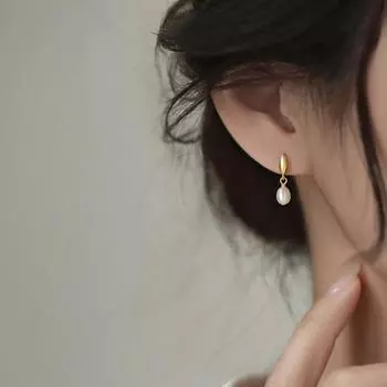 Серьги Anenjery Smooth Water Droplet с имитацией жемчуга для женщин, простые, модные, универсальные, элегантные ювелирные изделия белый