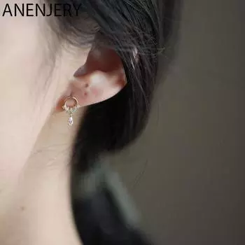 Серьги ANENJERY в европейском и американском стиле для девочек, серьги-капли с жемчугом, модные серьги с кисточками, ювелирные изделия для девочек, подарок золотой