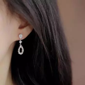 Серьги Anenjery Water Droplet Circon для женщин, модные, универсальные, высокого класса, полые, изысканные, ювелирные изделия, подарок белый