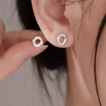 Серьги Anenjery Zircon Geometric Twisted для женщин High-end Temperament New Jewelry Gift белый