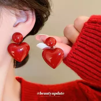 Серьги Ankola Red Exaggerated Heart Spray Paint - модный, стильный, сексуальный дизайн для девушек null золотой