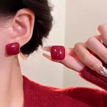 Серьги Ankola Red Geometric: Элитный осенне-зимний стиль для модных женщин — шикарные и универсальные украшения для ушей знаменитостей A2079 красный