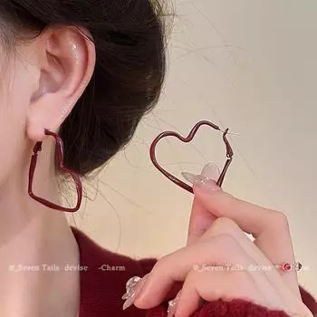 Серьги Ankola Red Heart: Элегантный, простой, роскошный дизайн в виде персикового сердца для женщин. A2052 красный