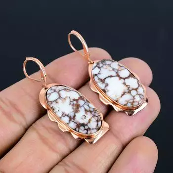 Серьги антикварные медные ювелирные изделия ручной работы из магнезита с драгоценным камнем для нее 1.89 inches белый