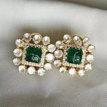 Серьги Arisha Silver из позолоченного серебра 925 пробы, украшения ручной работы в стиле кундан с муассанитом и кубическим цирконием для женщин, индийские украшения FS золотой