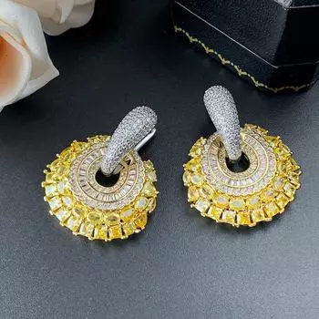 Серьги Аксессуары Мода Тяжелая промышленность Цветной циркониевый цветок Два ношения Серьги Роскошные универсальные женские серьги