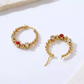 Серьги Аксессуары Нержавеющая сталь Позолоченные стальные шариковые серьги Серьги Модные открытые и закрытые серьги