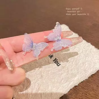 Серьги-бабочки Fairy Temperament Fantasy Blue Crystal для женщин 1 pair