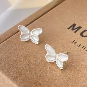 Серьги-бабочки Frosted Matte. Простые, легкие, роскошные серьги в лесном стиле. Высококачественные и модные.