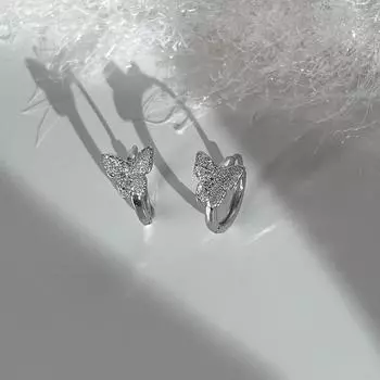 Серьги-бабочки из серебра 925 пробы, сверкающие, женские, маленькие, изысканные, нежные, темпераментные, легкие, роскошные, новые, сказочные серьги 111 925 silver needles