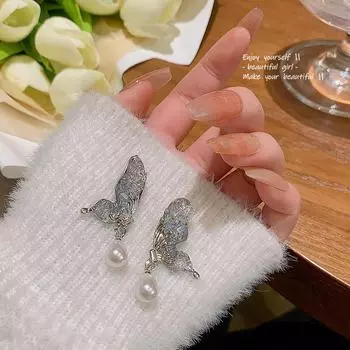 Серьги-бабочки из серебра 925 пробы с синим жемчугом — универсальные и элегантные для женщин A1328 серебряный