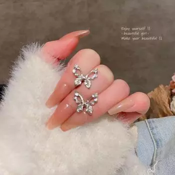 Серьги-бабочки из серебра 925 пробы с бриллиантами — роскошный дизайн для женщин высшего класса E5196 серебряный