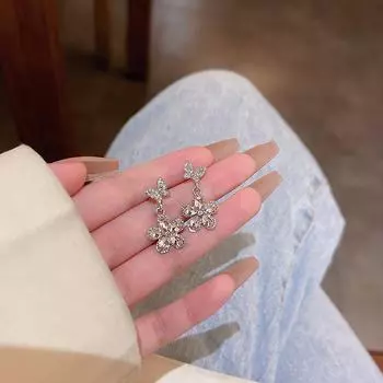 Серьги-бабочки из серебра 925 пробы с цирконием — модный, легкий и роскошный стиль для женщин серебряный