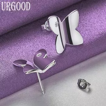 Серьги-бабочки из стерлингового серебра 925 пробы с цирконами класса ААА, свадебные украшения с шармами 1.50*1.40cm