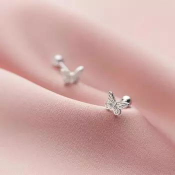 Серьги-бабочки из стерлингового серебра 925 пробы для женщин, маленькие серебряные серьги-гвоздики, ювелирные изделия для женщин, серьги-гвоздики из серебра 925 пробы серебряный