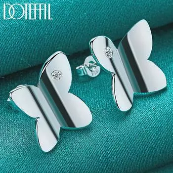 Серьги-бабочки из стерлингового серебра 925 пробы с цирконами класса ААА, модные свадебные ювелирные аксессуары 1.50*1.40cm