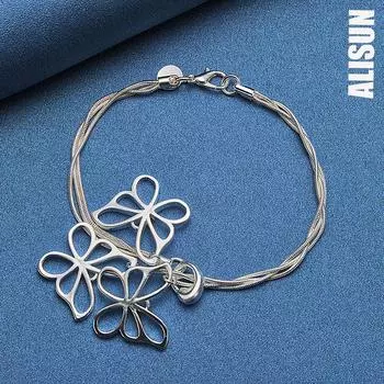 Серьги-бабочки из стерлингового серебра 925 пробы, ожерелье, браслет, модные свадебные украшения 20CM