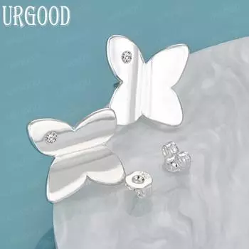 Серьги-бабочки из стерлингового серебра 925 пробы с перфорацией из циркония класса ААА, модные свадебные украшения 1.50*1.40cm